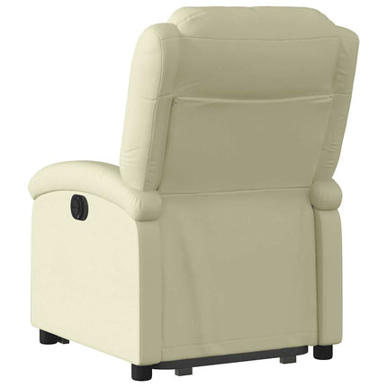 Reclinerfåtölj med uppresningshjälp gräddvit äkta läder