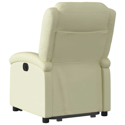 Reclinerfåtölj med uppresningshjälp gräddvit äkta läder