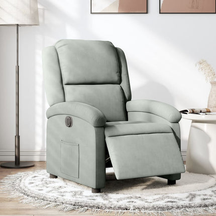 Elektrisk reclinerfåtölj ljusgrå sammet