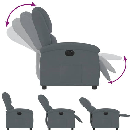 Elektrisk reclinerfåtölj mörkgrå sammet