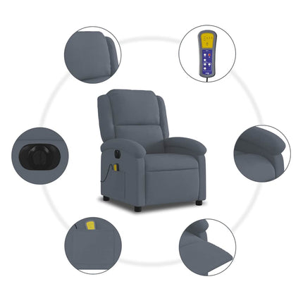 Elektrisk massagefåtölj mörkgrå sammet