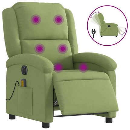 Elektrisk massagefåtölj ljusgrön sammet