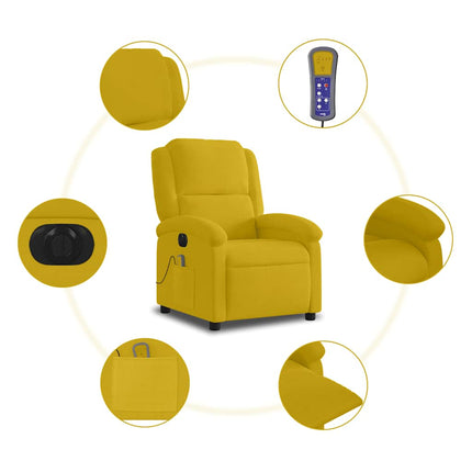 Elektrisk massagefåtölj gul sammet