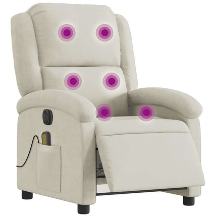 Elektrisk massagefåtölj gräddvit sammet