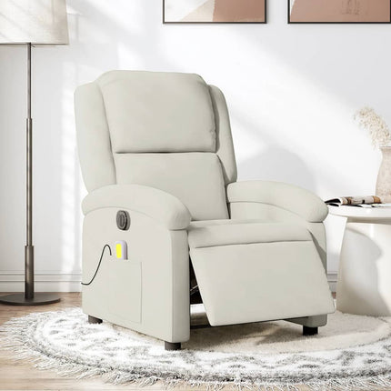 Elektrisk massagefåtölj gräddvit sammet
