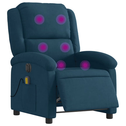 Elektrisk massagefåtölj blå sammet
