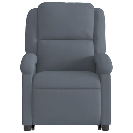 Reclinerfåtölj med uppresningshjälp mörkgrå sammet