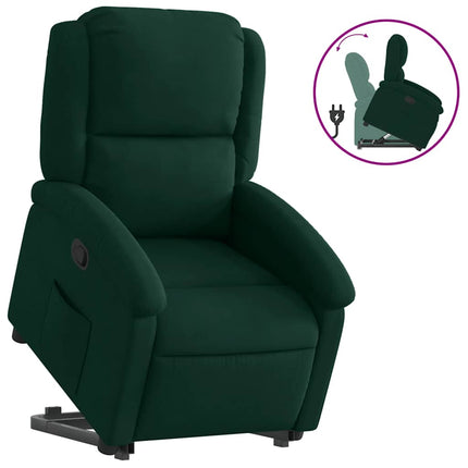 Reclinerfåtölj med uppresningshjälp mörkgrön sammet