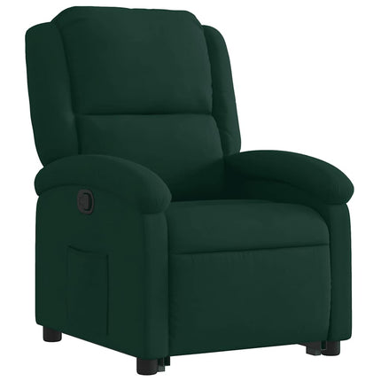 Reclinerfåtölj med uppresningshjälp mörkgrön sammet
