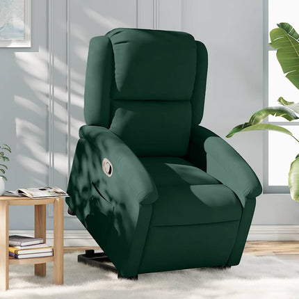 Reclinerfåtölj med uppresningshjälp mörkgrön sammet