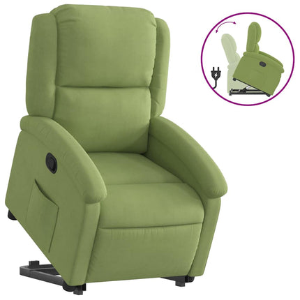 Reclinerfåtölj med uppresningshjälp ljusgrön sammet
