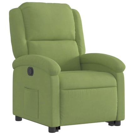 Reclinerfåtölj med uppresningshjälp ljusgrön sammet