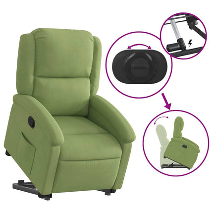 Reclinerfåtölj med uppresningshjälp ljusgrön sammet