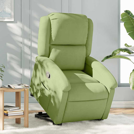 Reclinerfåtölj med uppresningshjälp ljusgrön sammet