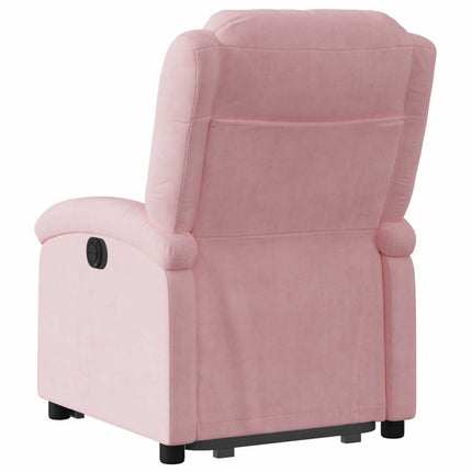 Reclinerfåtölj med uppresningshjälp rosa sammet