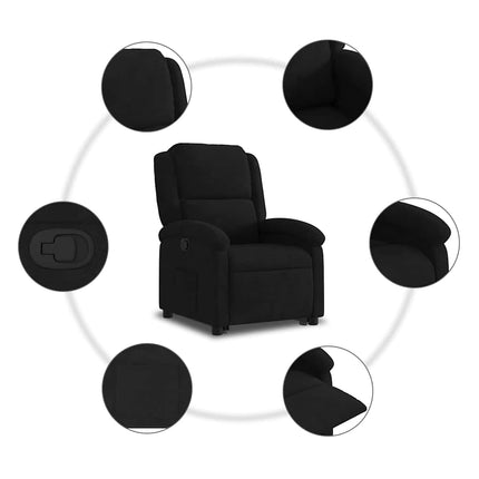 Reclinerfåtölj med uppresningshjälp svart sammet