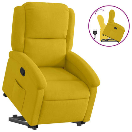 Reclinerfåtölj med uppresningshjälp gul sammet