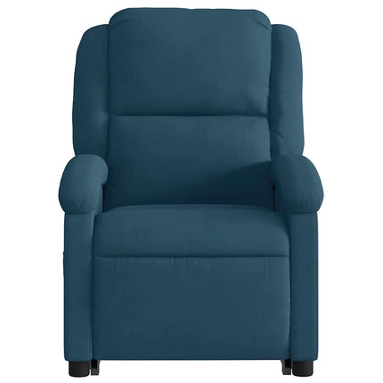 Reclinerfåtölj med uppresningshjälp blå sammet