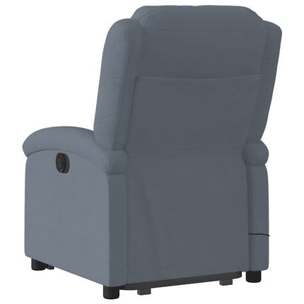 Massagefåtölj med uppresningshjälp Mörkgrå sammet