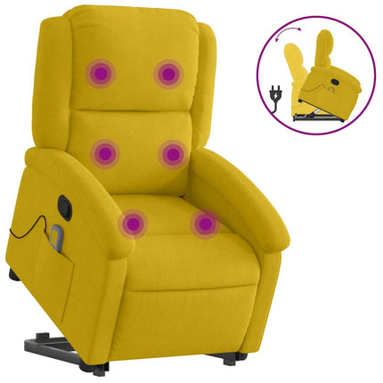 Massagefåtölj med uppresningshjälp Gul sammet