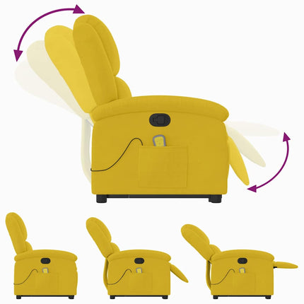 Massagefåtölj med uppresningshjälp Gul sammet
