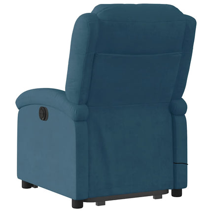 Massagefåtölj med uppresningshjälp Blå sammet