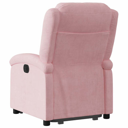 Elektrisk reclinerfåtölj med uppresningshjälp rosa sammet