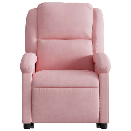 Elektrisk reclinerfåtölj med uppresningshjälp rosa sammet