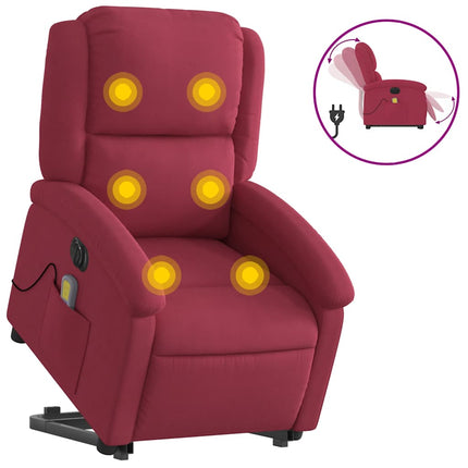 Elektrisk massagefåtölj med uppresningshjälp vinröd sammet