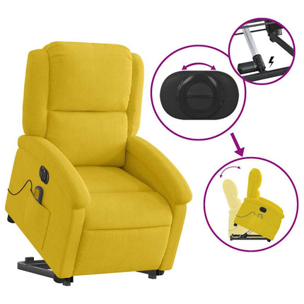 Elektrisk massagefåtölj med uppresningshjälp gul sammet