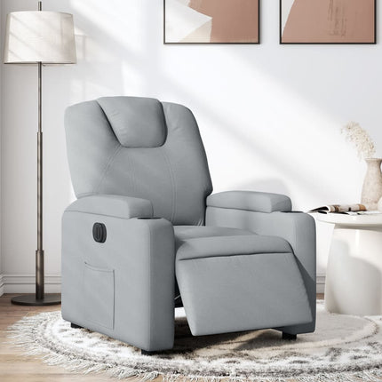 Elektrisk reclinerfåtölj ljusgrå tyg