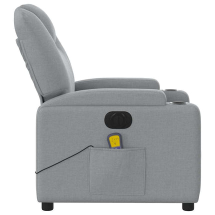 Elektrisk massagefåtölj ljusgrå tyg