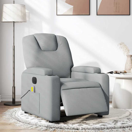 Elektrisk massagefåtölj ljusgrå tyg