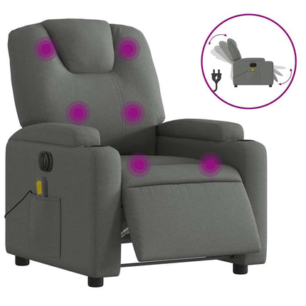 Elektrisk massagefåtölj mörkgrå tyg