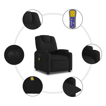 Elektrisk massagefåtölj med uppresningshjälp svart tyg