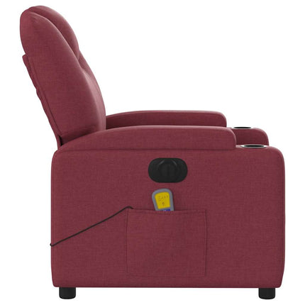 Elektrisk massagefåtölj vinröd tyg