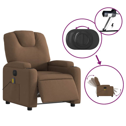 Elektrisk massagefåtölj brun tyg