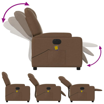 Elektrisk massagefåtölj brun tyg