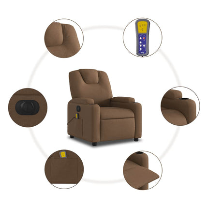 Elektrisk massagefåtölj brun tyg