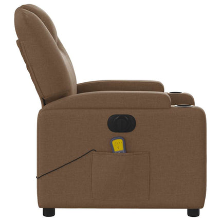 Elektrisk massagefåtölj brun tyg