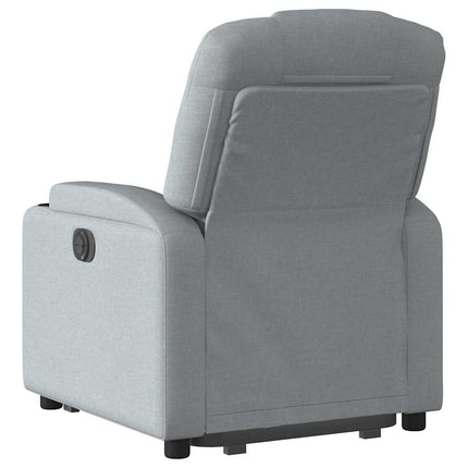Reclinerfåtölj med uppresningshjälp ljusgrå tyg