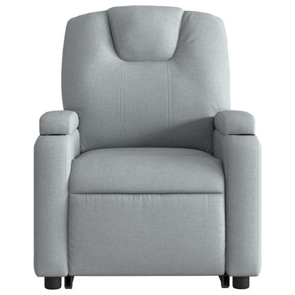 Reclinerfåtölj med uppresningshjälp ljusgrå tyg