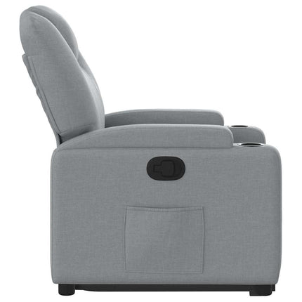 Reclinerfåtölj med uppresningshjälp ljusgrå tyg
