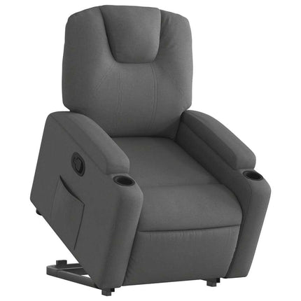 Reclinerfåtölj med uppresningshjälp mörkgrå tyg