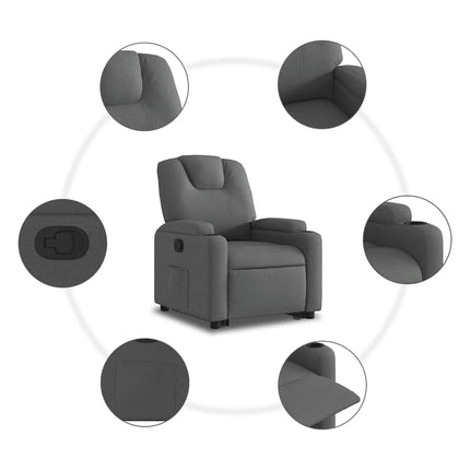 Reclinerfåtölj med uppresningshjälp mörkgrå tyg