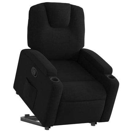 Reclinerfåtölj med uppresningshjälp svart tyg
