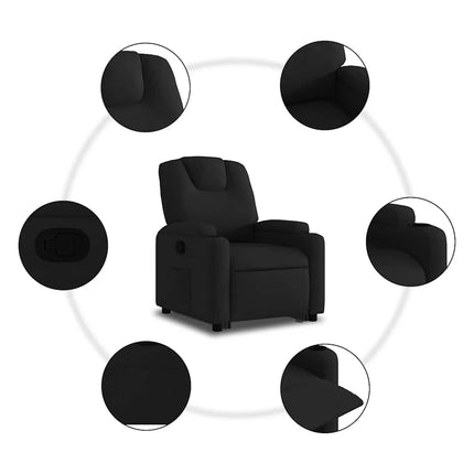 Reclinerfåtölj med uppresningshjälp svart tyg