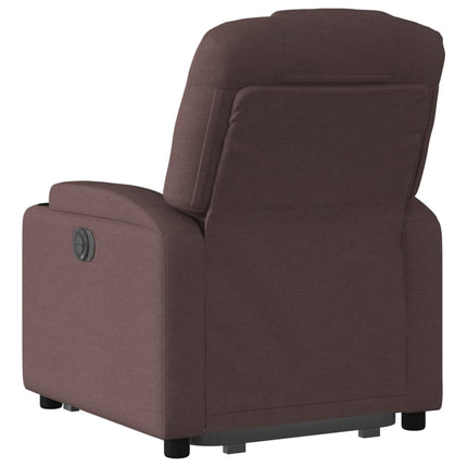 Reclinerfåtölj med uppresningshjälp mörkbrun tyg