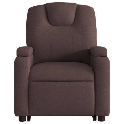 Reclinerfåtölj med uppresningshjälp mörkbrun tyg
