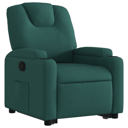 Reclinerfåtölj med uppresningshjälp mörkgrön tyg